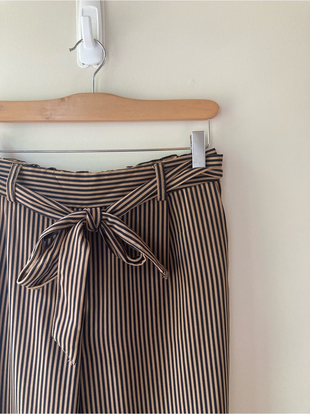 Dex Brown and Black Pin Striped Tie-Waist Trouser Pant - Picture 2 of 5